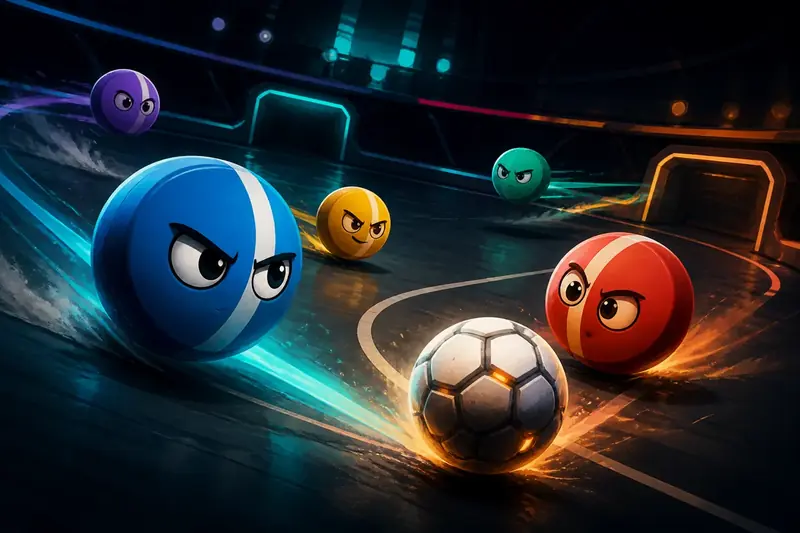 Hráči v multiplayerovém fotbalovém zápase HaxBall